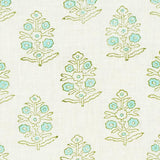 Schumacher Aditi Hand Blocked Print Green Fabric