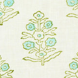 Schumacher Aditi Hand Blocked Print Green Fabric