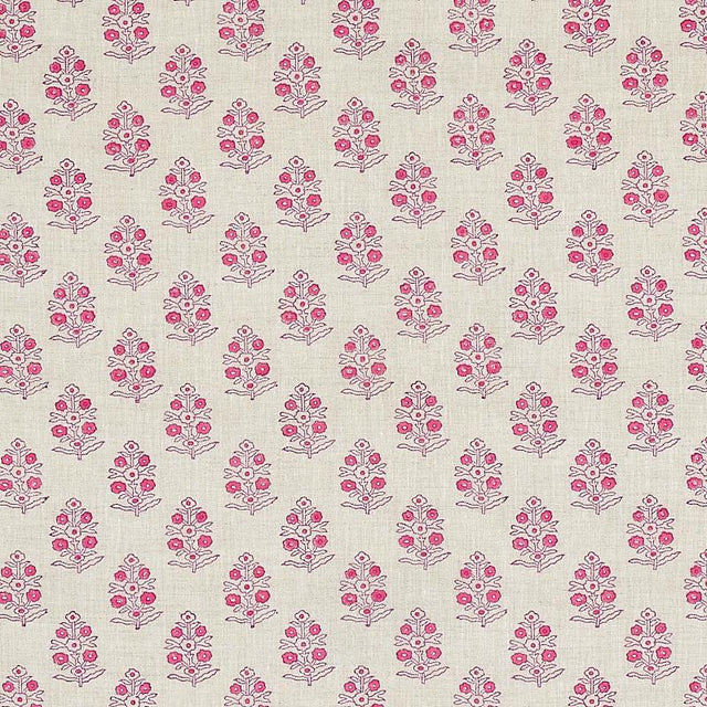 Schumacher Aditi Hand Blocked Print Pink Fabric