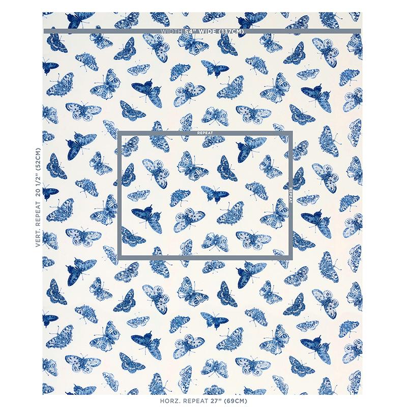 Schumacher Burnell Butterfly Blue Fabric