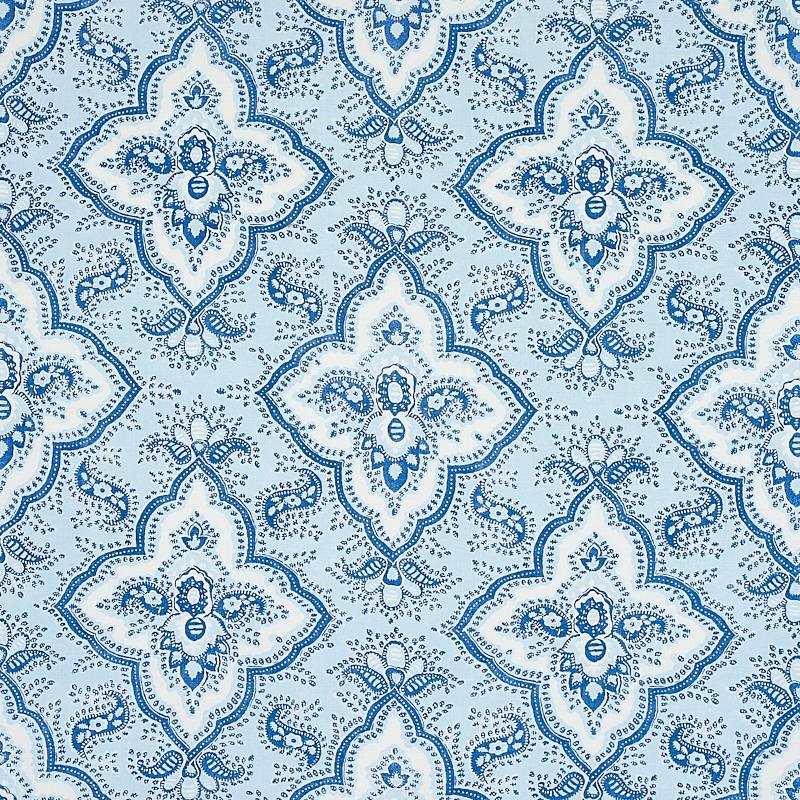 Schumacher Amalia Medallion Handmade Print Blue Fabric