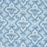 Schumacher Amalia Medallion Handmade Print Blue Fabric