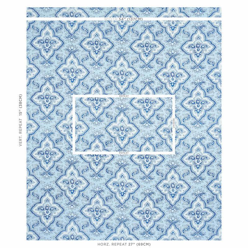 Schumacher Amalia Medallion Handmade Print Blue Fabric