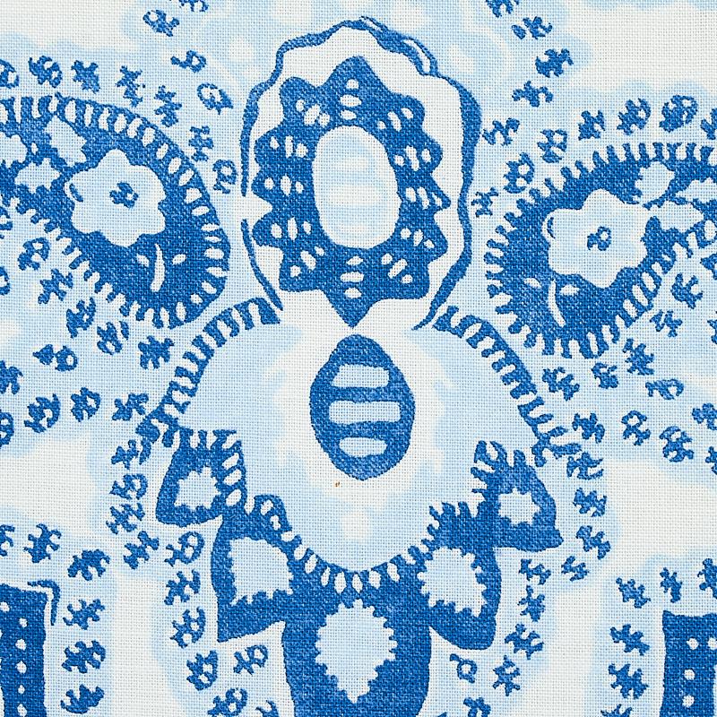 Schumacher Amalia Medallion Handmade Print Blue Fabric