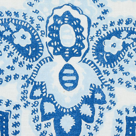 Schumacher Amalia Medallion Handmade Print Blue Fabric