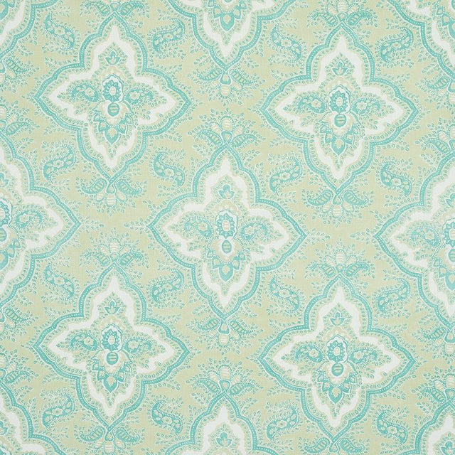 Schumacher Amalia Medallion Handmade Print Mineral Fabric