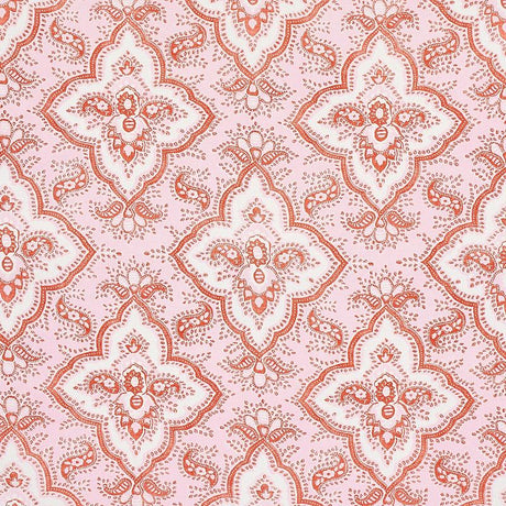 Schumacher Amalia Medallion Handmade Print Pink Fabric