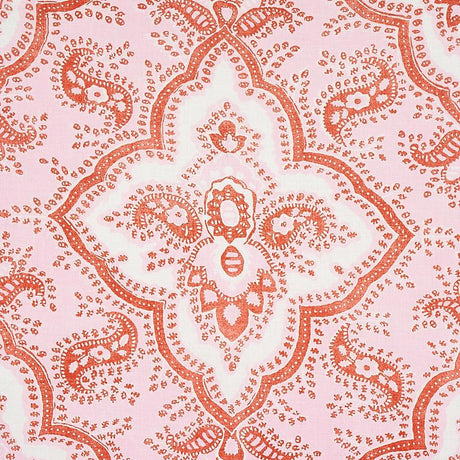 Schumacher Amalia Medallion Handmade Print Pink Fabric