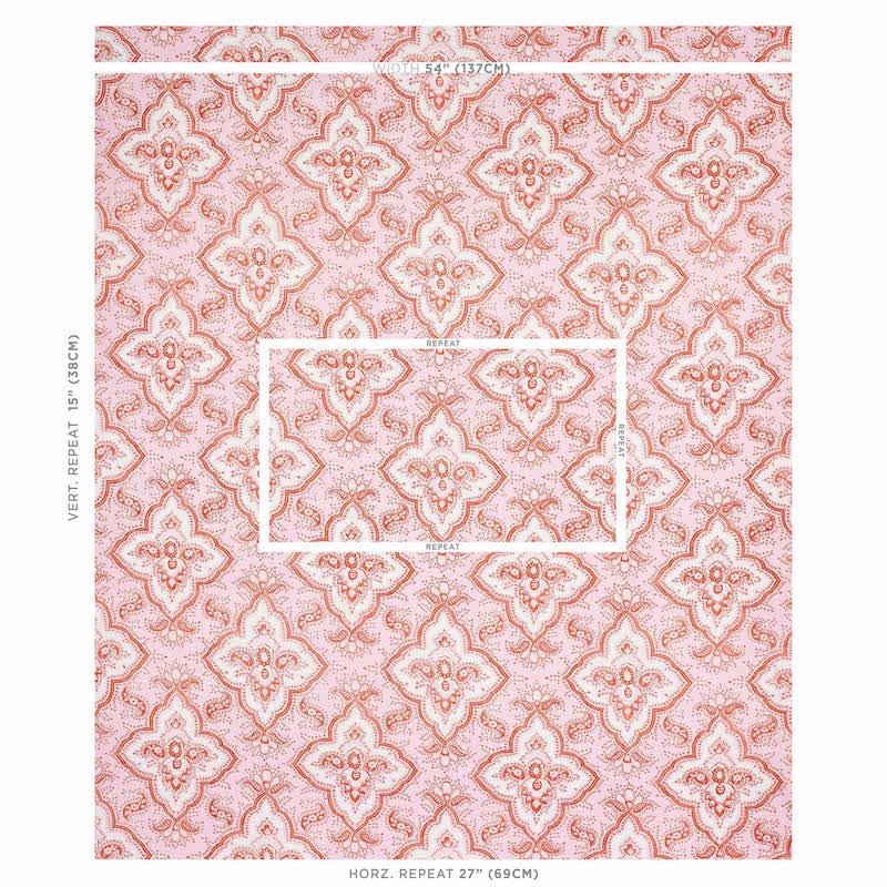 Schumacher Amalia Medallion Handmade Print Pink Fabric