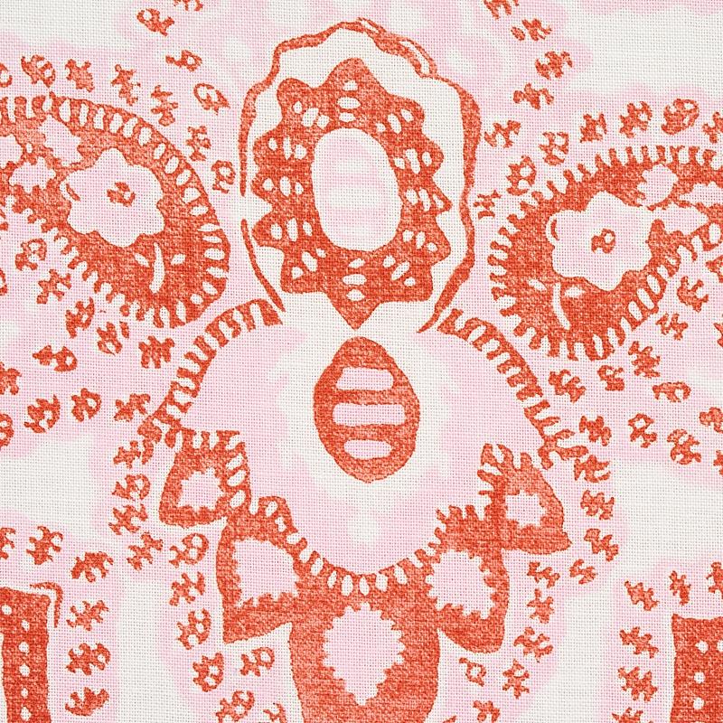 Schumacher Amalia Medallion Handmade Print Pink Fabric