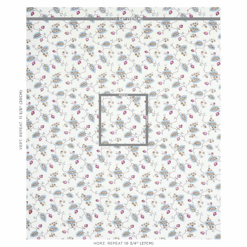 Schumacher Maryam Vine Sky & Plum Fabric