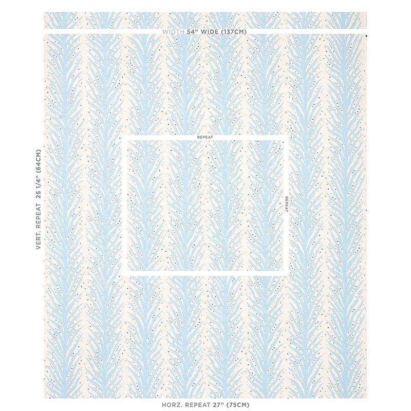 Schumacher Creeping Fern Print Slumber Blue Fabric