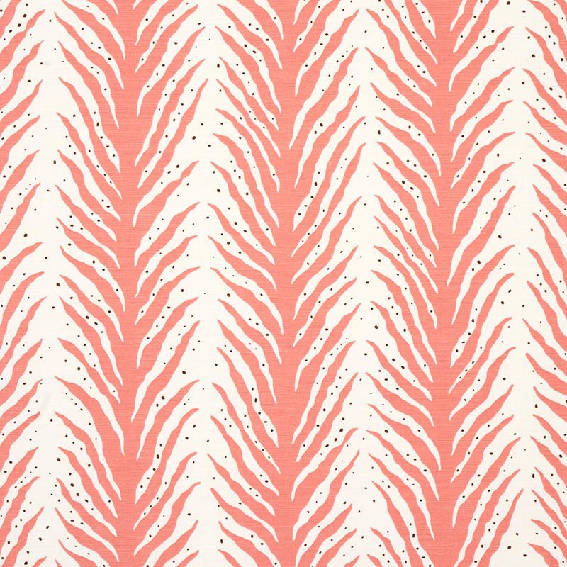Schumacher Creeping Fern Print Coral Fabric