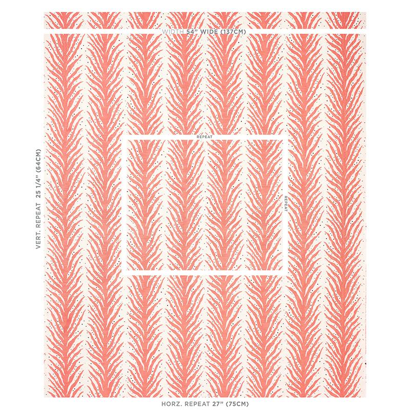 Schumacher Creeping Fern Print Coral Fabric
