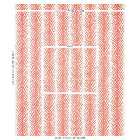 Schumacher Creeping Fern Print Coral Fabric