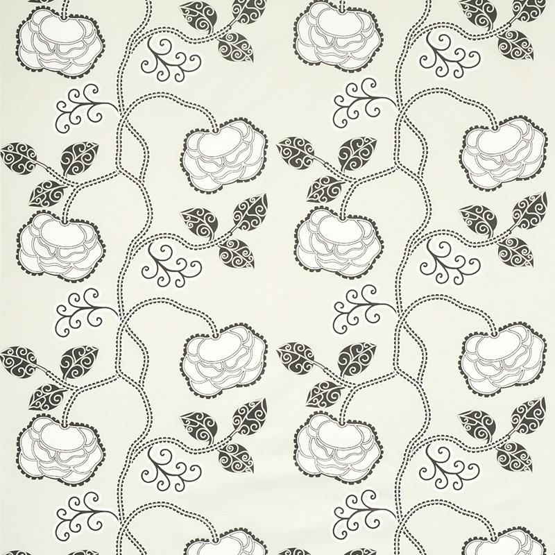 Schumacher Queen Fruit Chintz Ebony Ivory Fabric