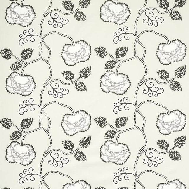 Schumacher Queen Fruit Chintz Ebony Ivory Fabric