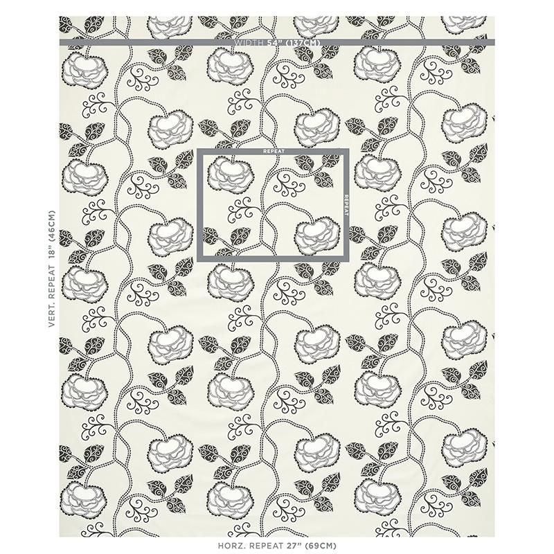 Schumacher Queen Fruit Chintz Ebony Ivory Fabric