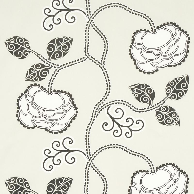 Schumacher Queen Fruit Chintz Ebony Ivory Fabric