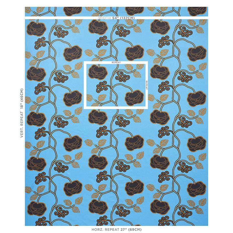 Schumacher Queen Fruit Chintz Lapis Fabric