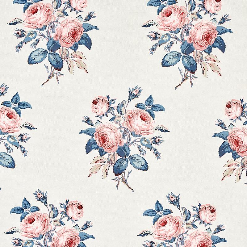 Schumacher Loudon Rose Rose & Blue Fabric