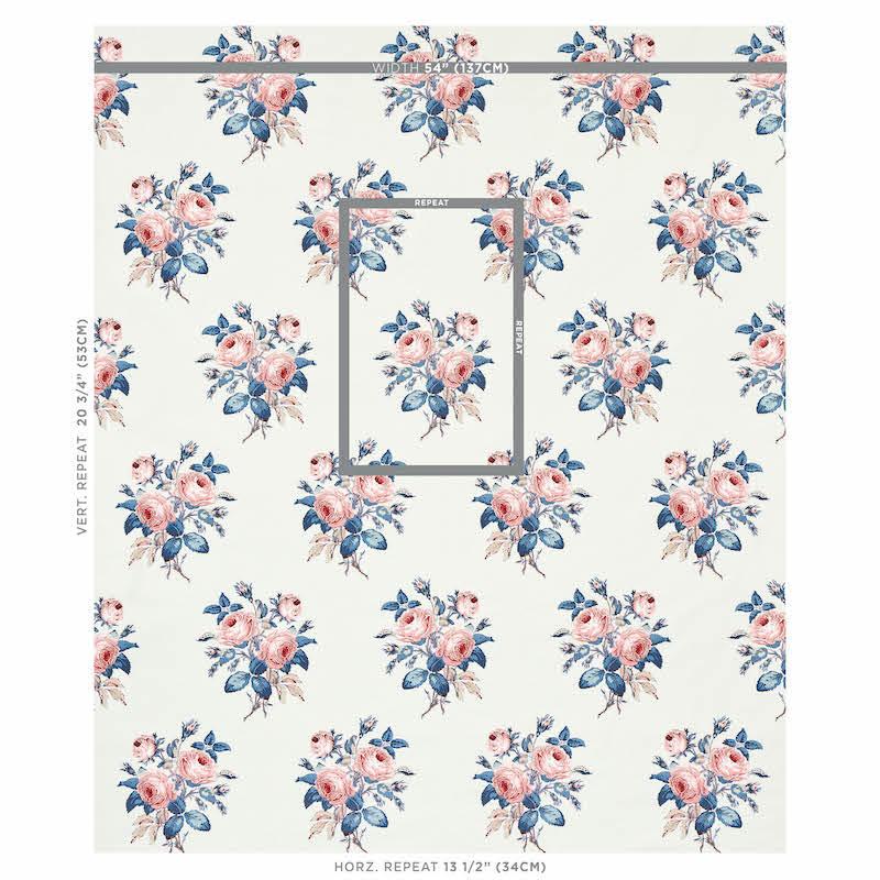 Schumacher Loudon Rose Rose & Blue Fabric