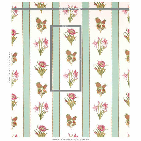 Schumacher Servilia Stripe Aqua Fabric