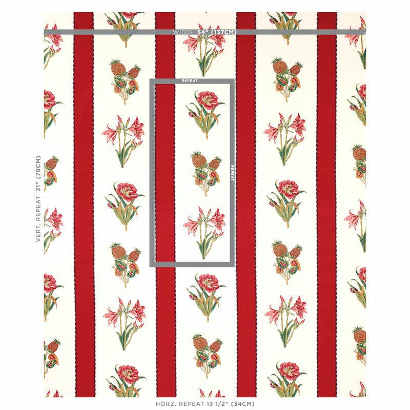 Schumacher Servilia Stripe Red Fabric