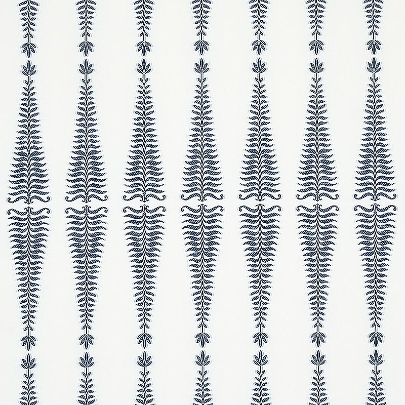 Schumacher Fern Tree Navy & White Fabric