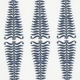 Schumacher Fern Tree Navy & White Fabric