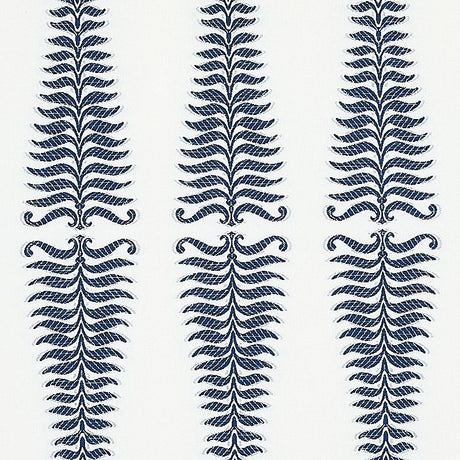 Schumacher Fern Tree Navy & White Fabric