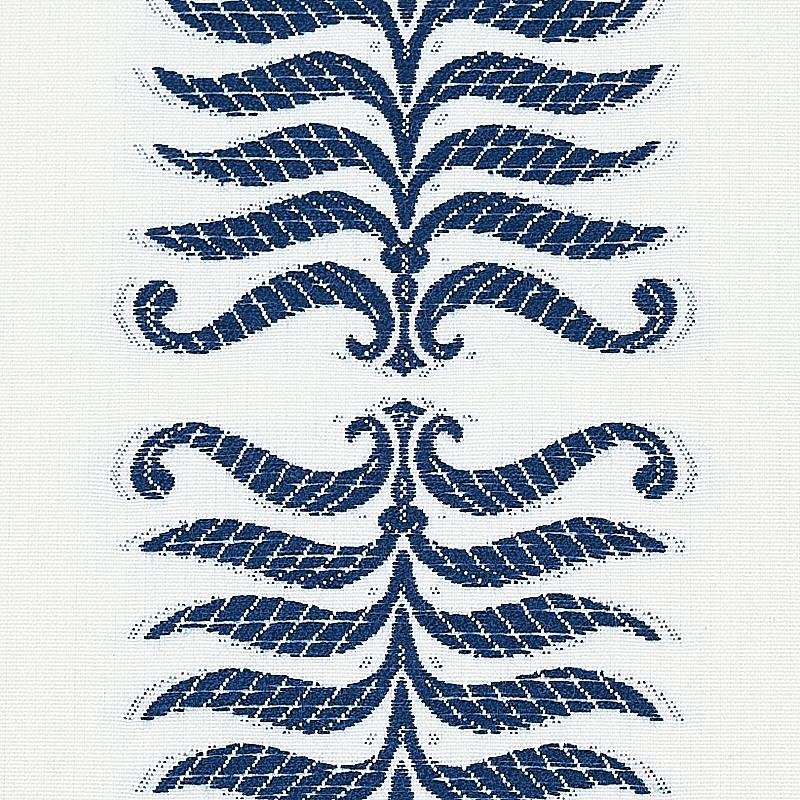 Schumacher Fern Tree Navy & White Fabric