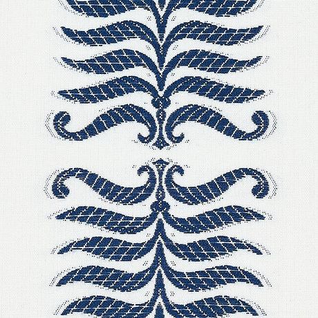 Schumacher Fern Tree Navy & White Fabric