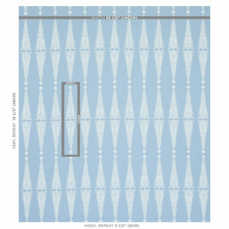 Schumacher Fern Tree Ivory & Sky Fabric