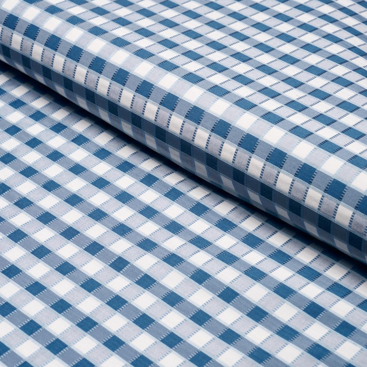 Schumacher Ingrid Silk Check Blue Fabric
