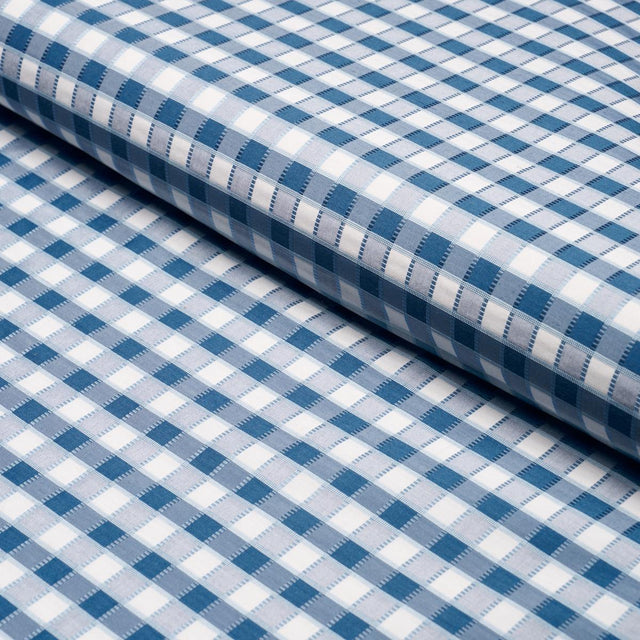 Schumacher Ingrid Silk Check Blue Fabric