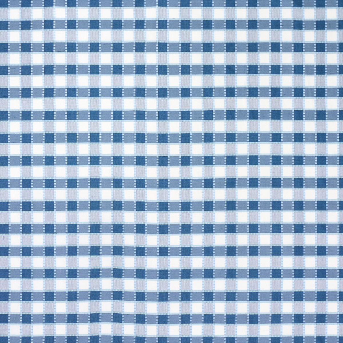 Schumacher Ingrid Silk Check Blue Fabric