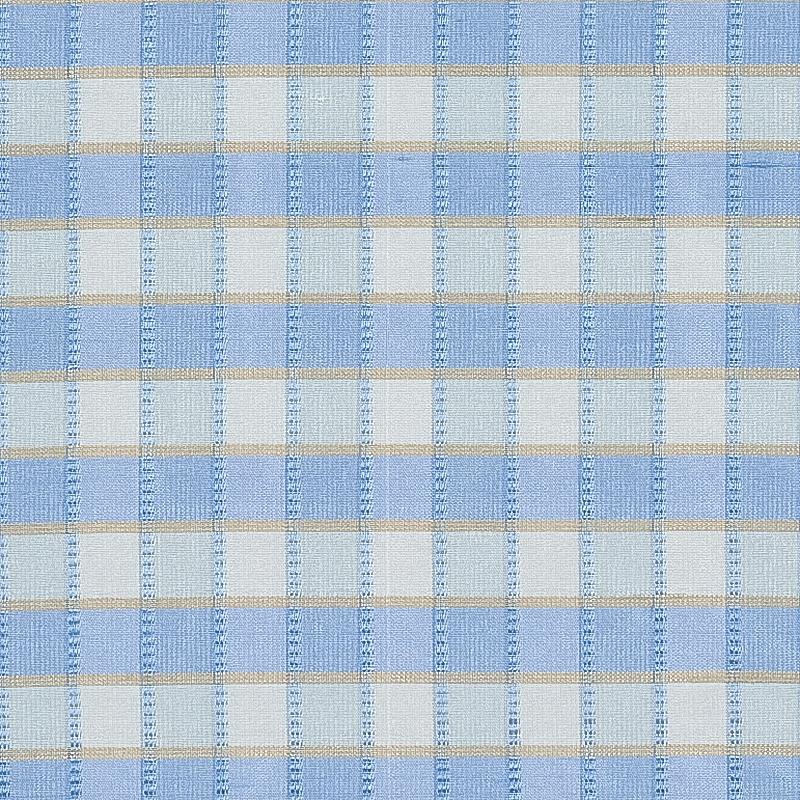 Schumacher Ingrid Silk Check Sky Fabric