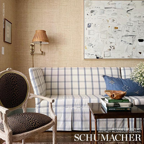 Schumacher Luberon Plaid Blue Fabric