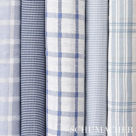 Schumacher Barnet Cotton Check Sky Fabric