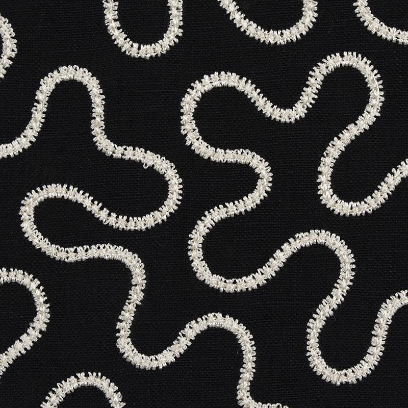 Schumacher Meander Embroidery Black Fabric