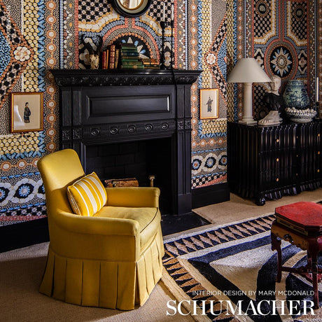 Schumacher Lange Glazed Linen Yellow Fabric