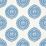 Schumacher Olana Linen Embroidery Blue Fabric