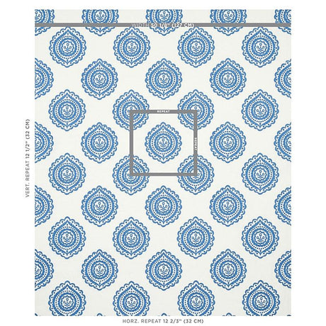 Schumacher Olana Linen Embroidery Blue Fabric