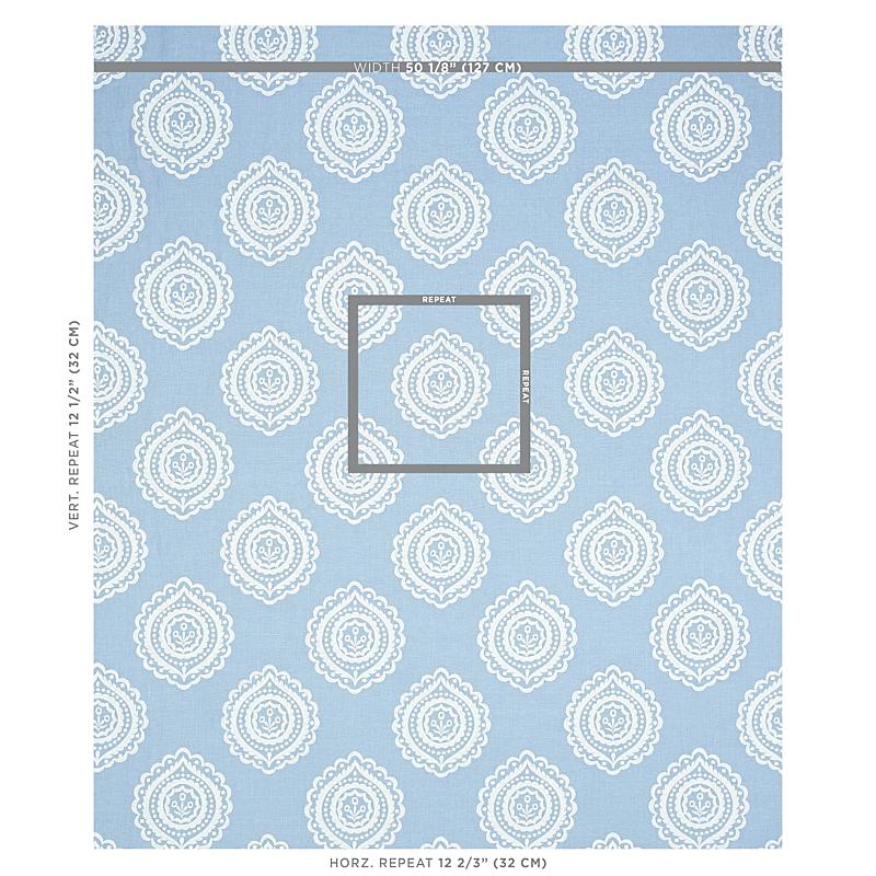 Schumacher Olana Linen Embroidery Sky Fabric