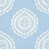 Schumacher Olana Linen Embroidery Sky Fabric