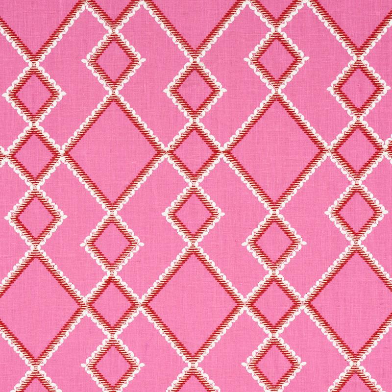 Schumacher Branson Embroidery Pink Fabric