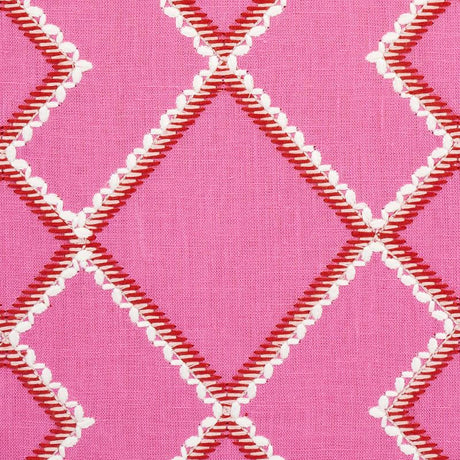 Schumacher Branson Embroidery Pink Fabric