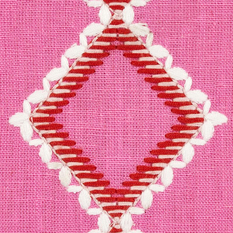 Schumacher Branson Embroidery Pink Fabric