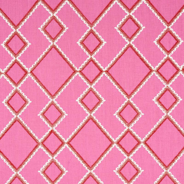 Schumacher Branson Embroidery Pink Fabric